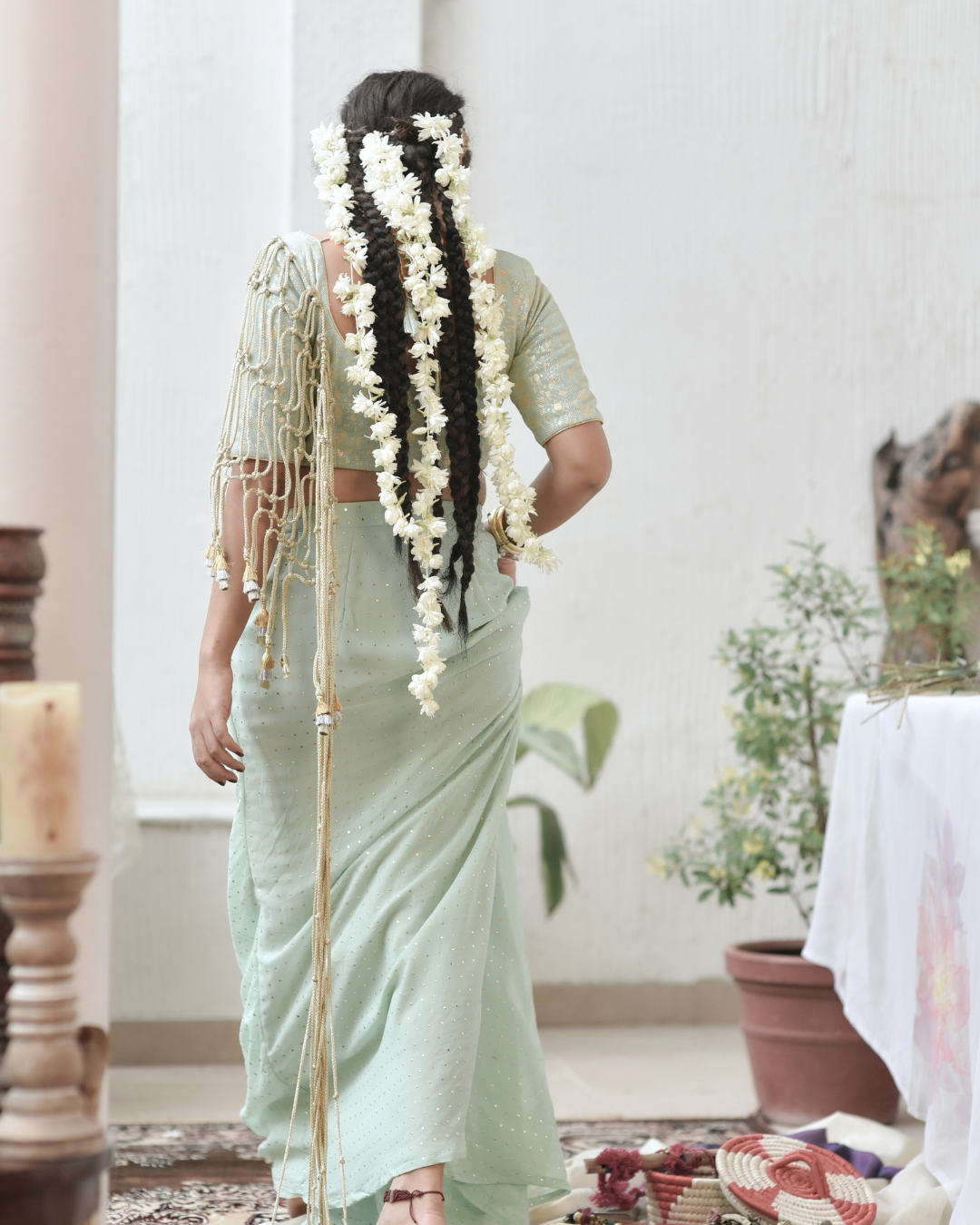 Gulaabo Macramé Saree in Blue (set of 2)