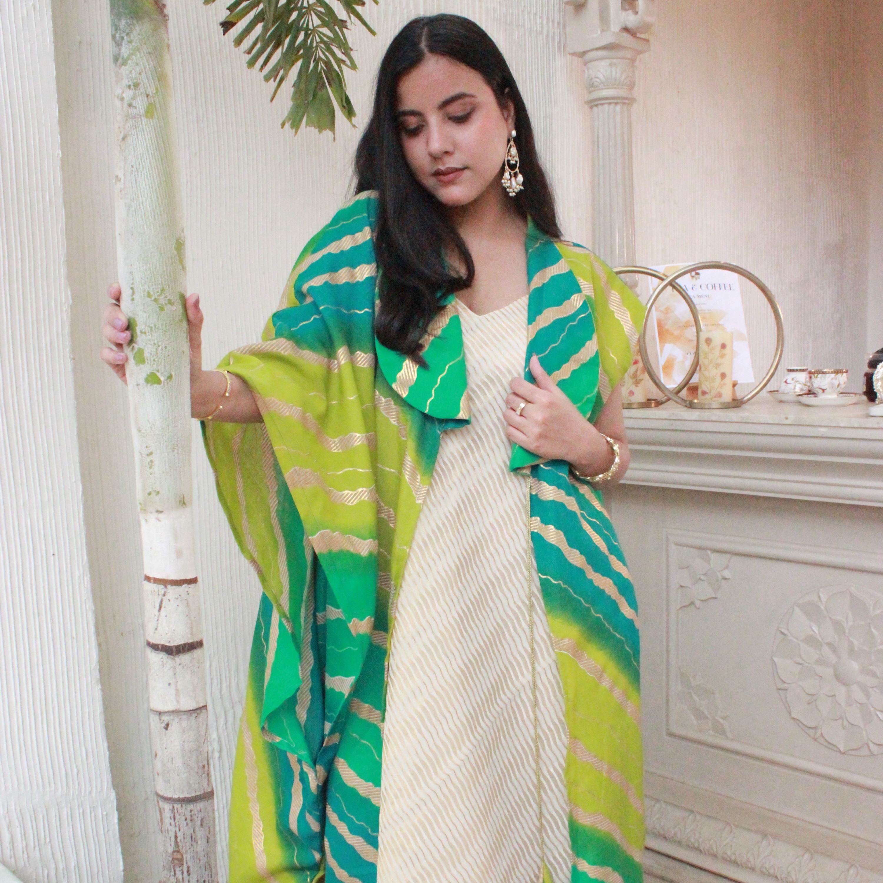 Green Leheriya Oversized Jacket