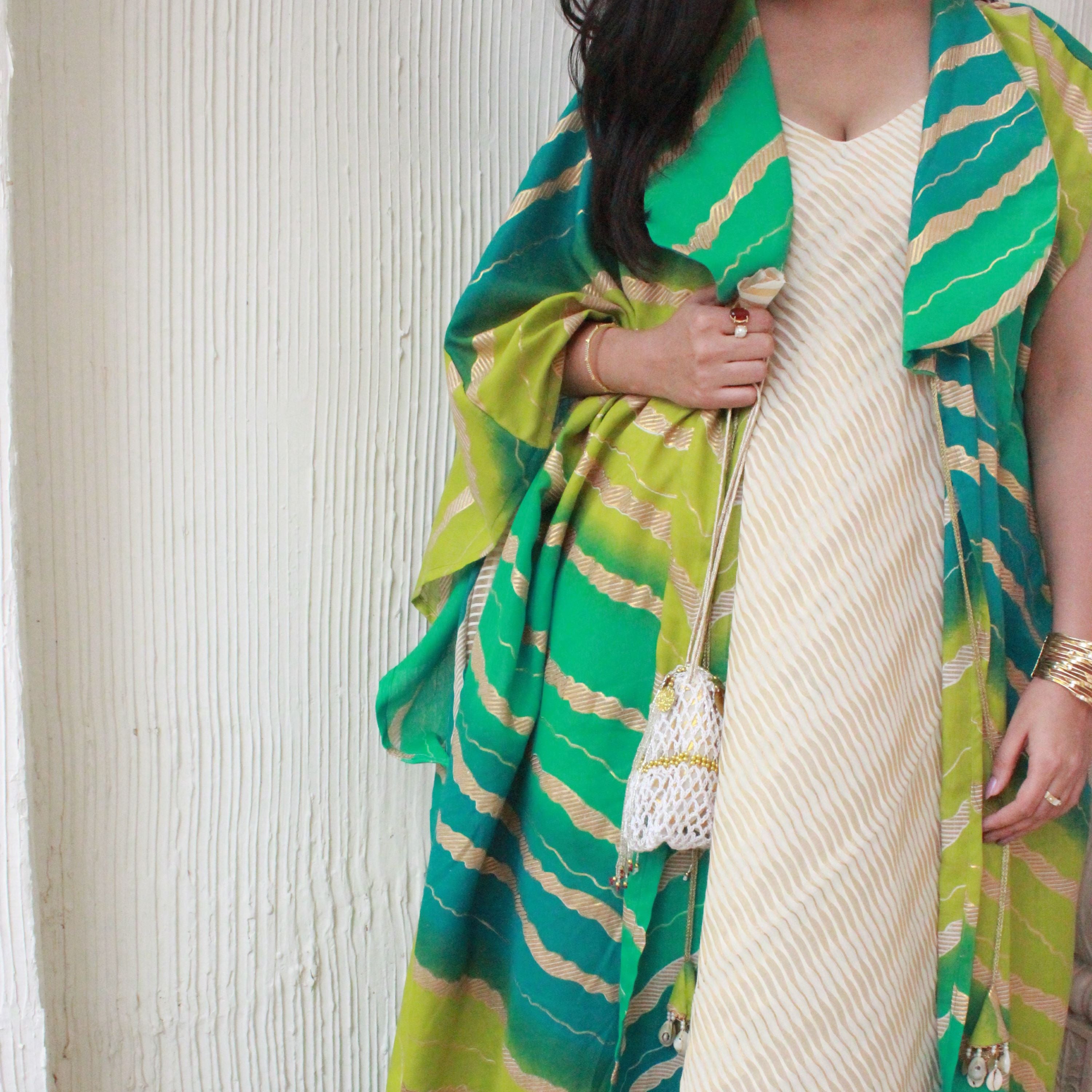 Green Leheriya Oversized Jacket