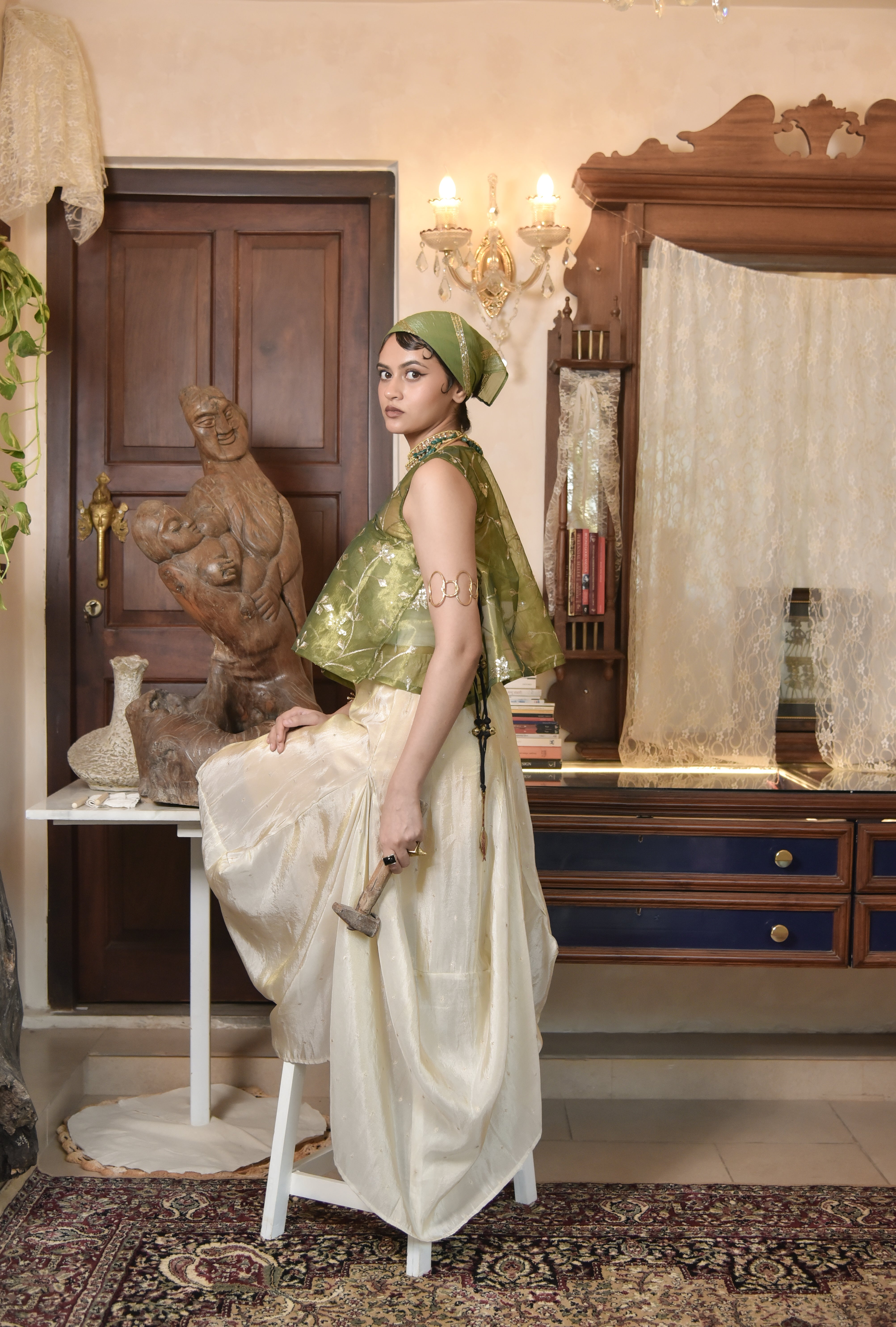 Roop Bagh Angrakha Blouse and Dhoti Skirt (set of 2)
