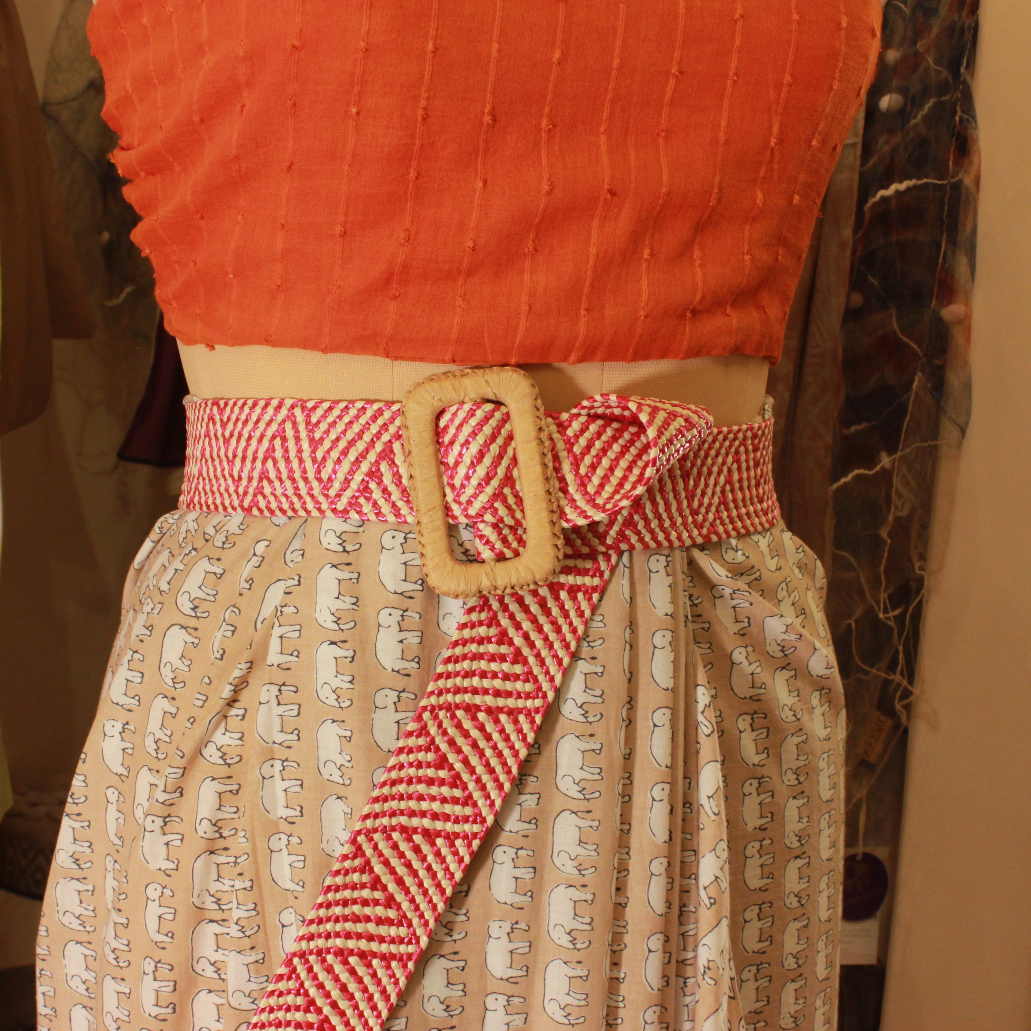 Pink & White Dune Jute Belt