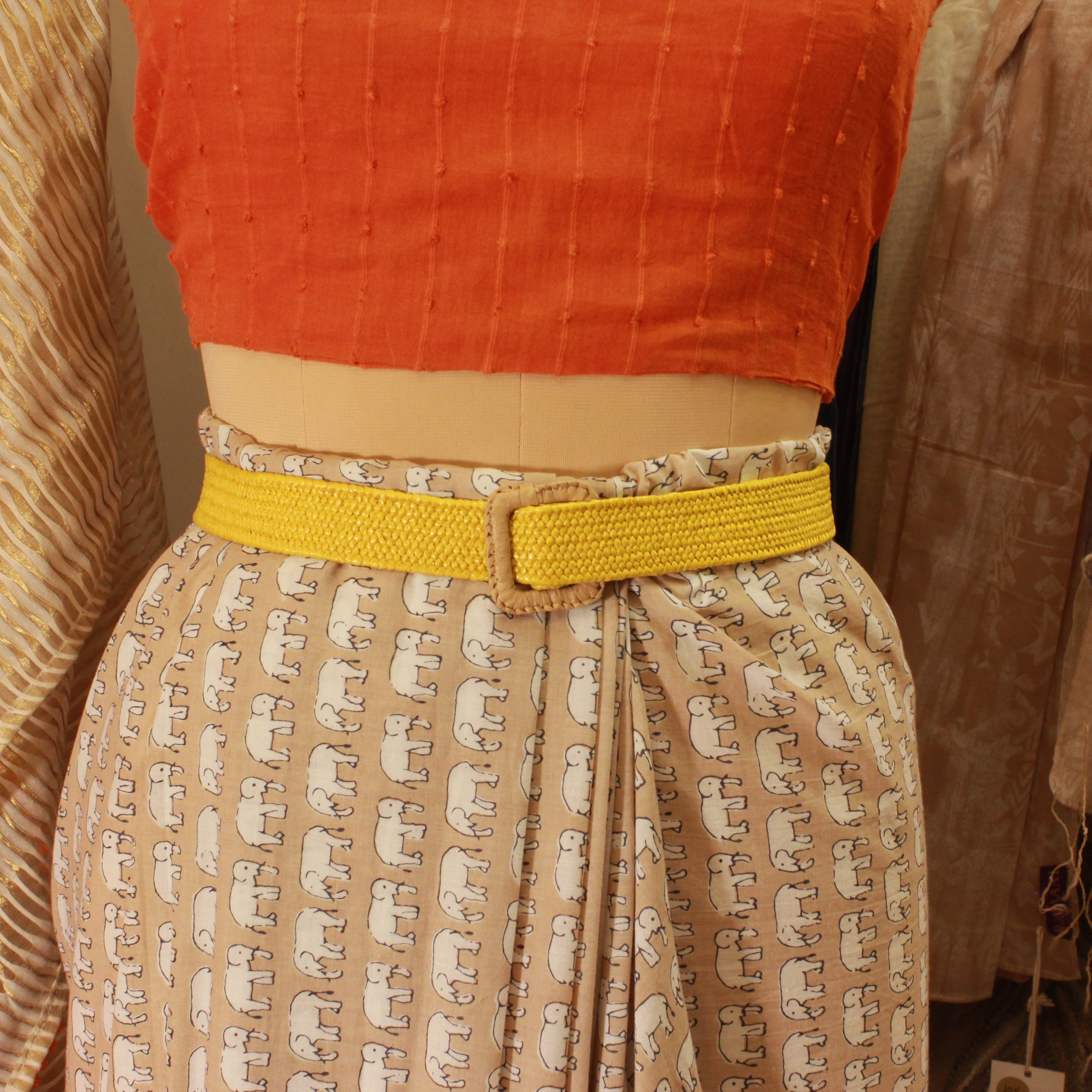 Bright Yellow Slim Jute Belt