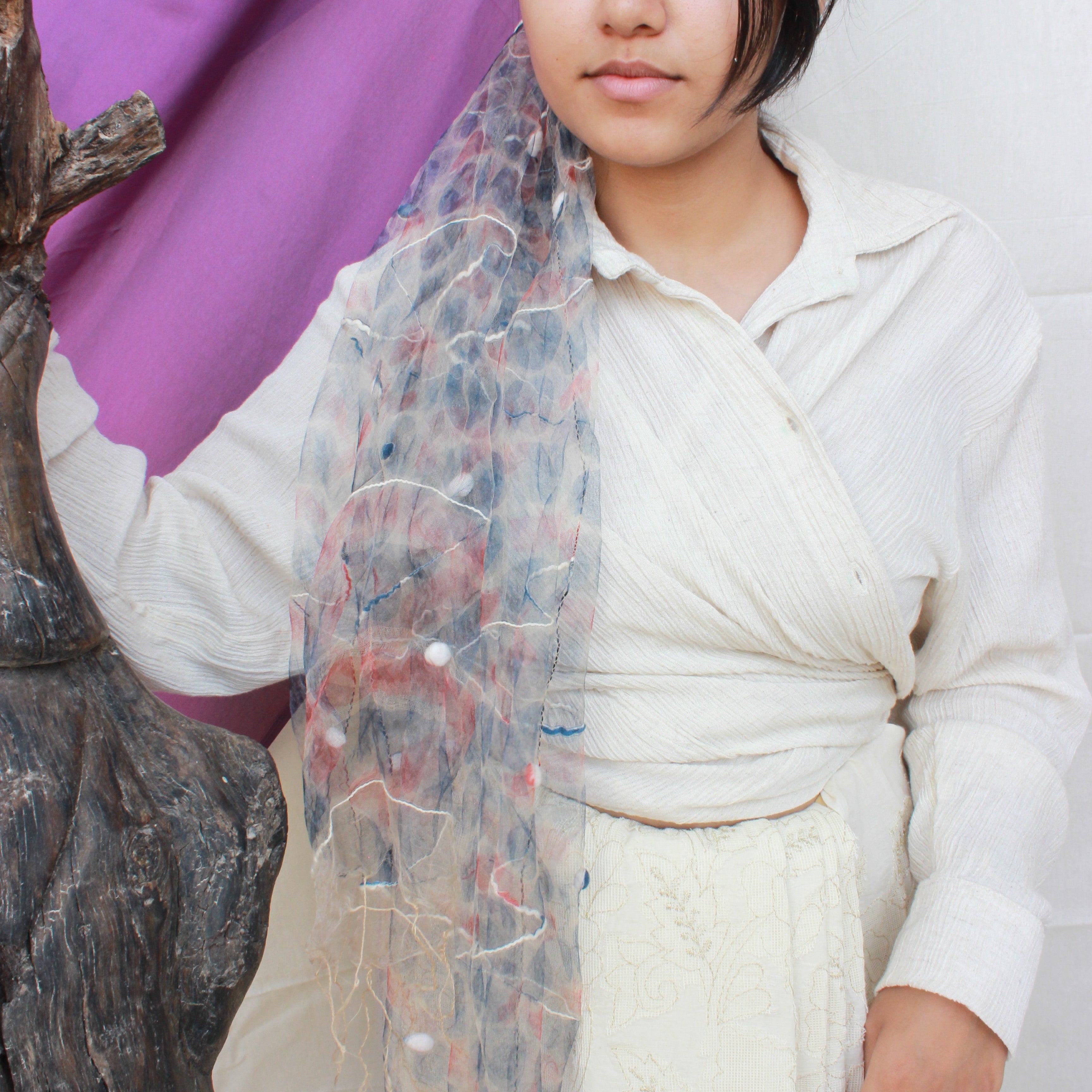 Mirage Scarf in Blue and pink