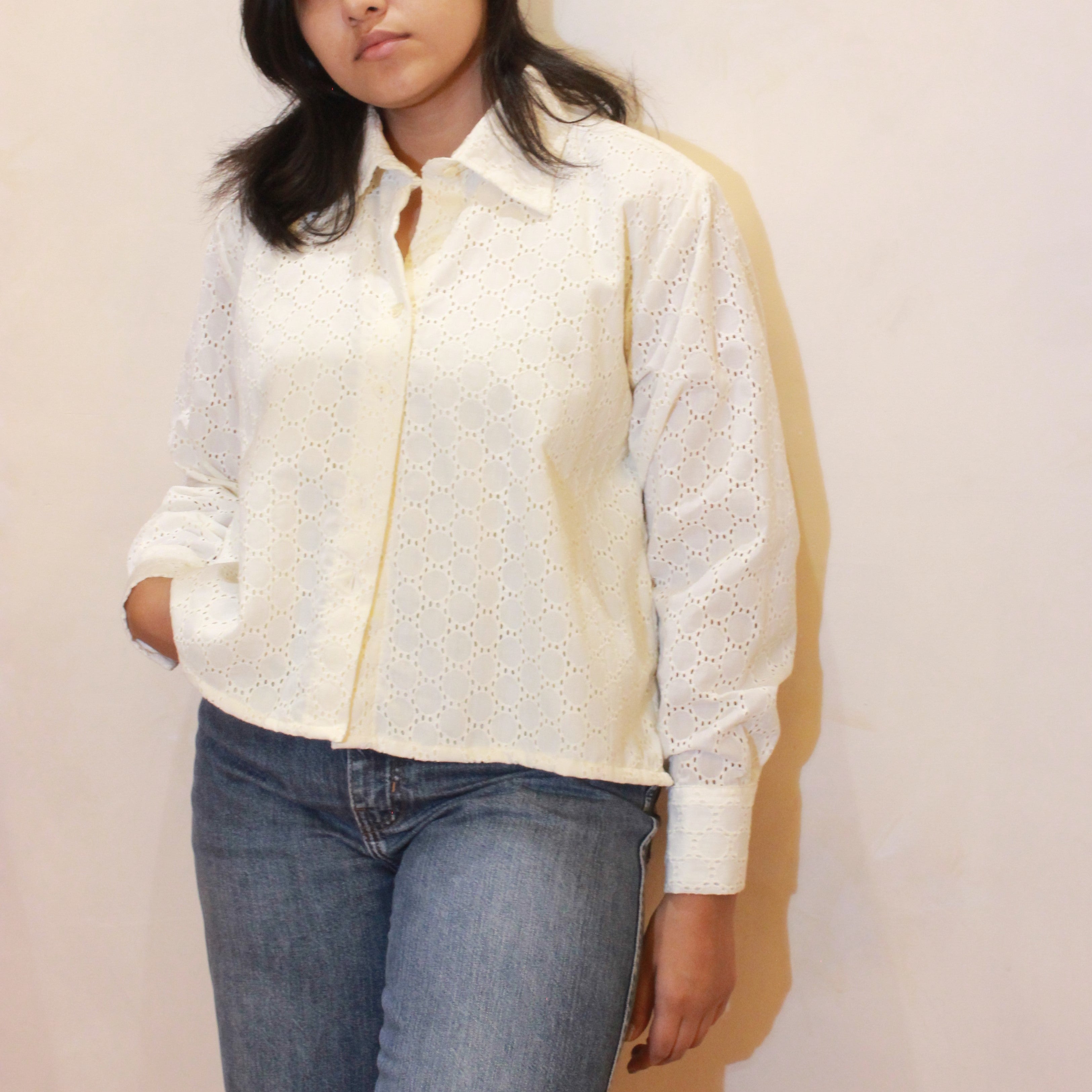 Ivory Whisper Schiffli Shirt
