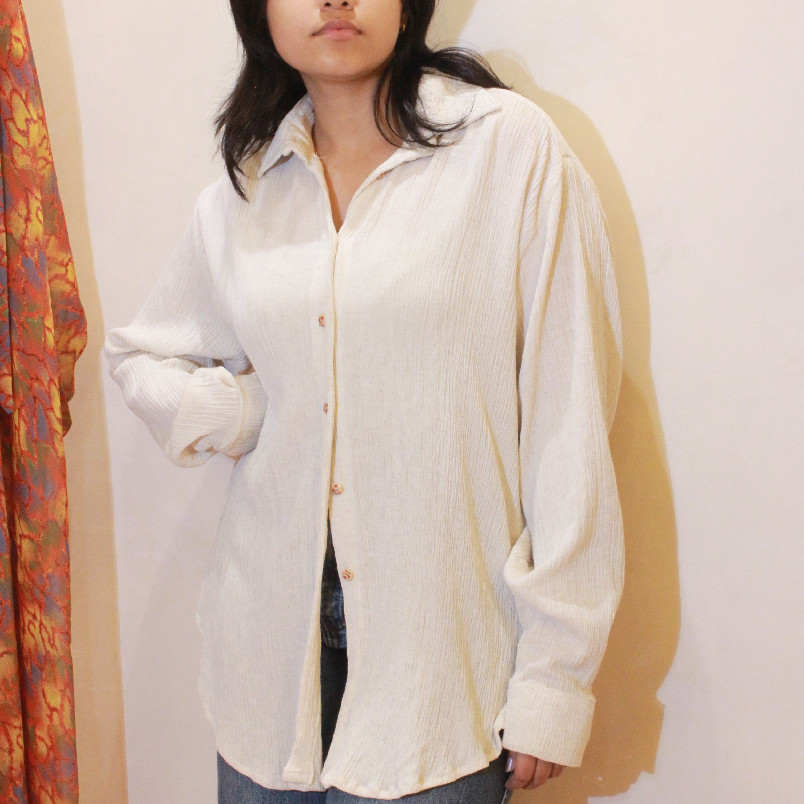Crinkled cotton Shirt in White