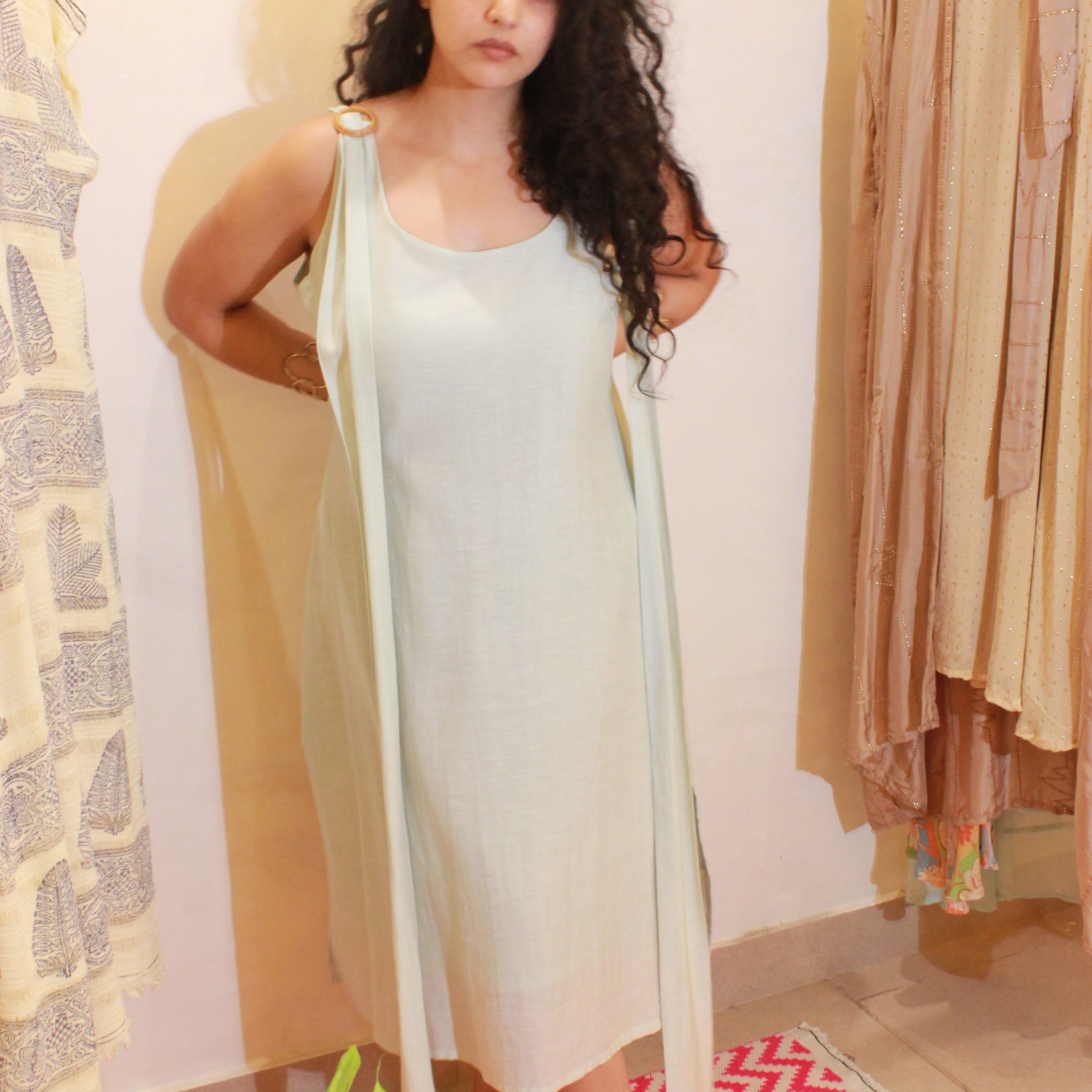 Buckle Tie Dress in linen