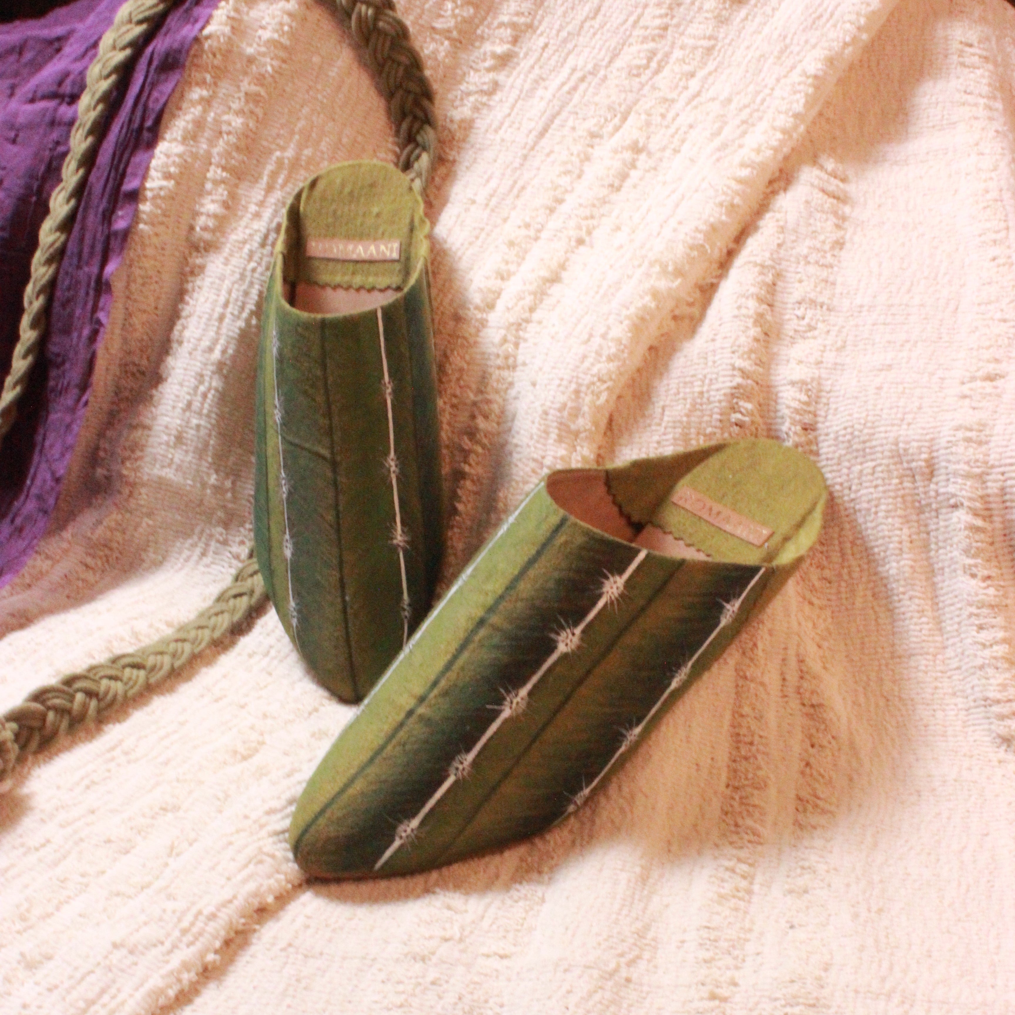 Thorny Cactus Handpainted Vegan Baboush