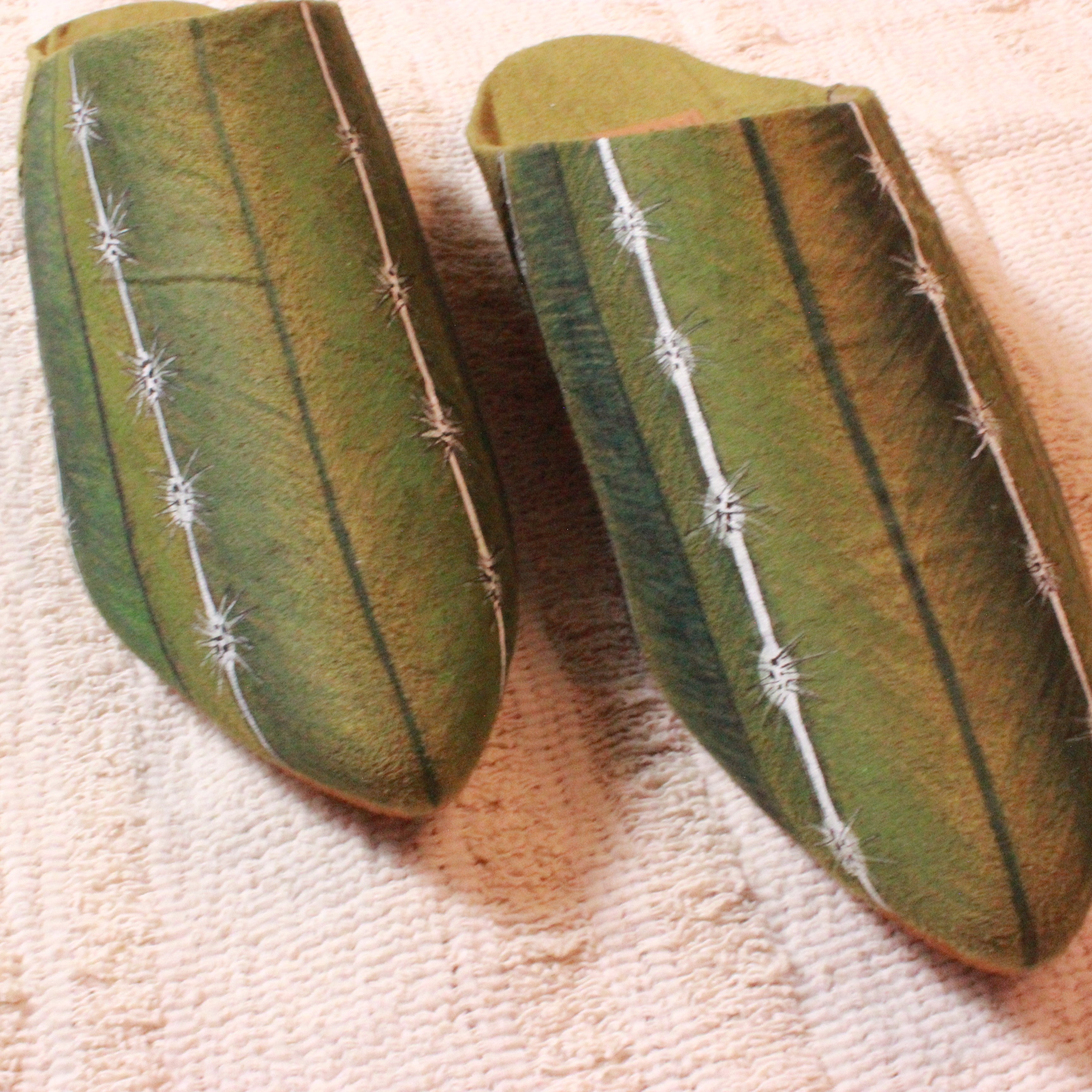 Thorny Cactus Handpainted Vegan Baboush