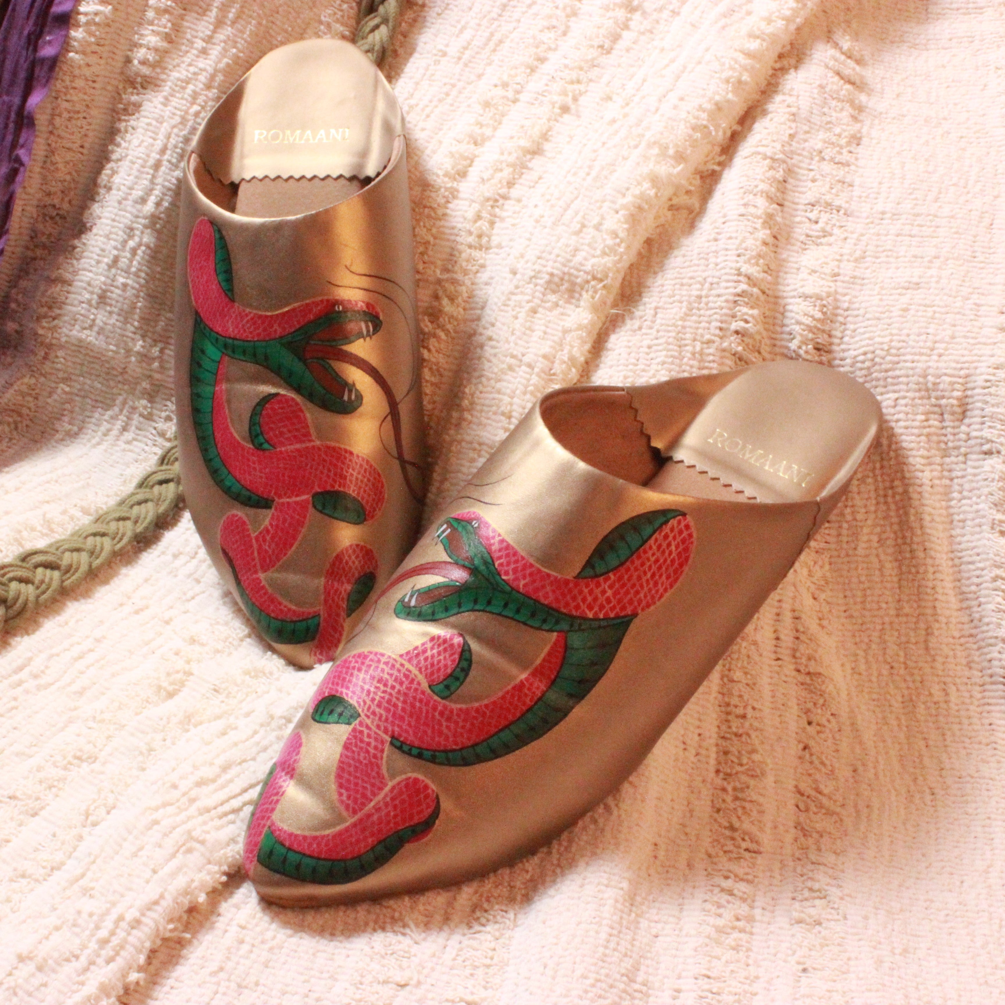 Snake Handpainted Vegan Baboush