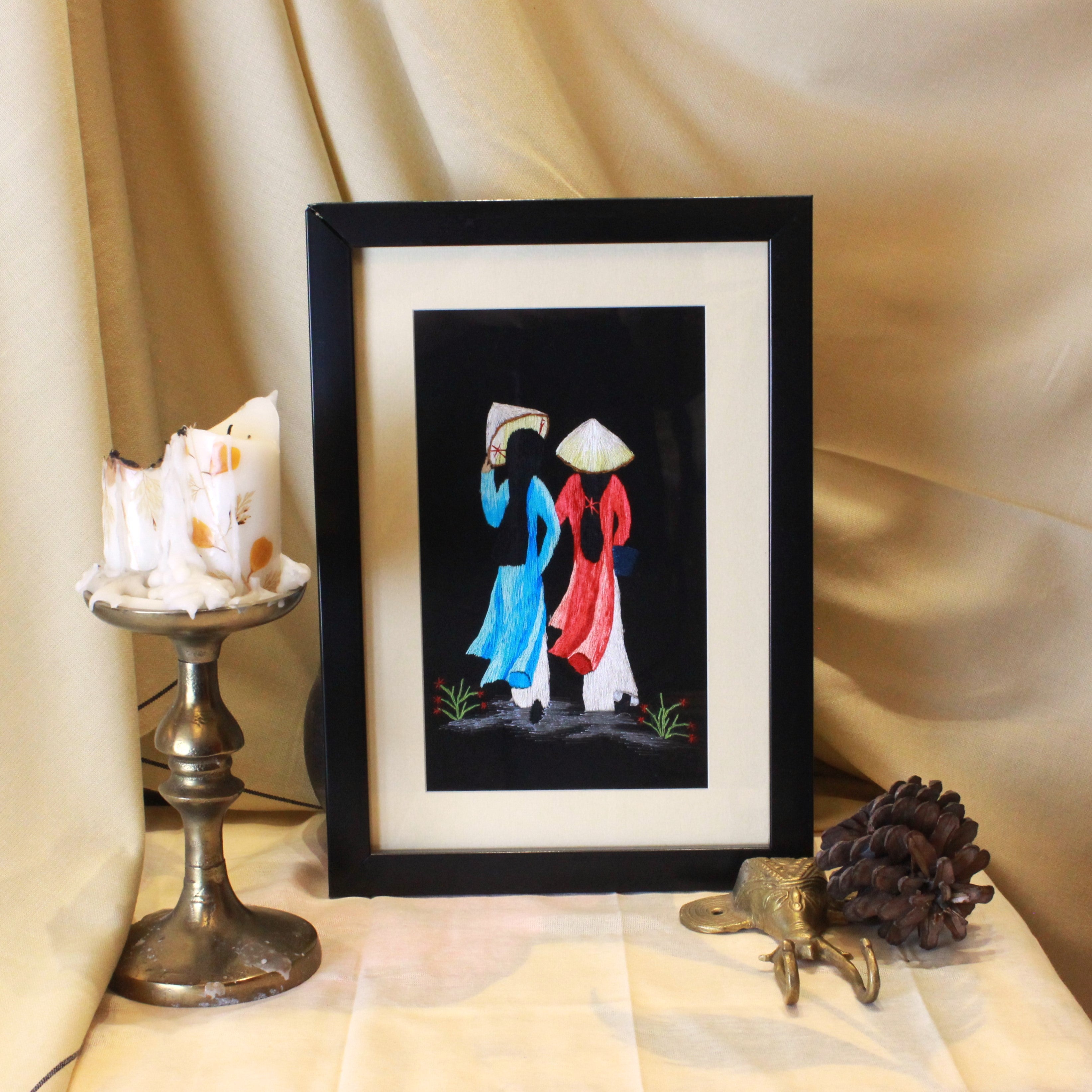 Embroidered Vietnamese Women Painting
