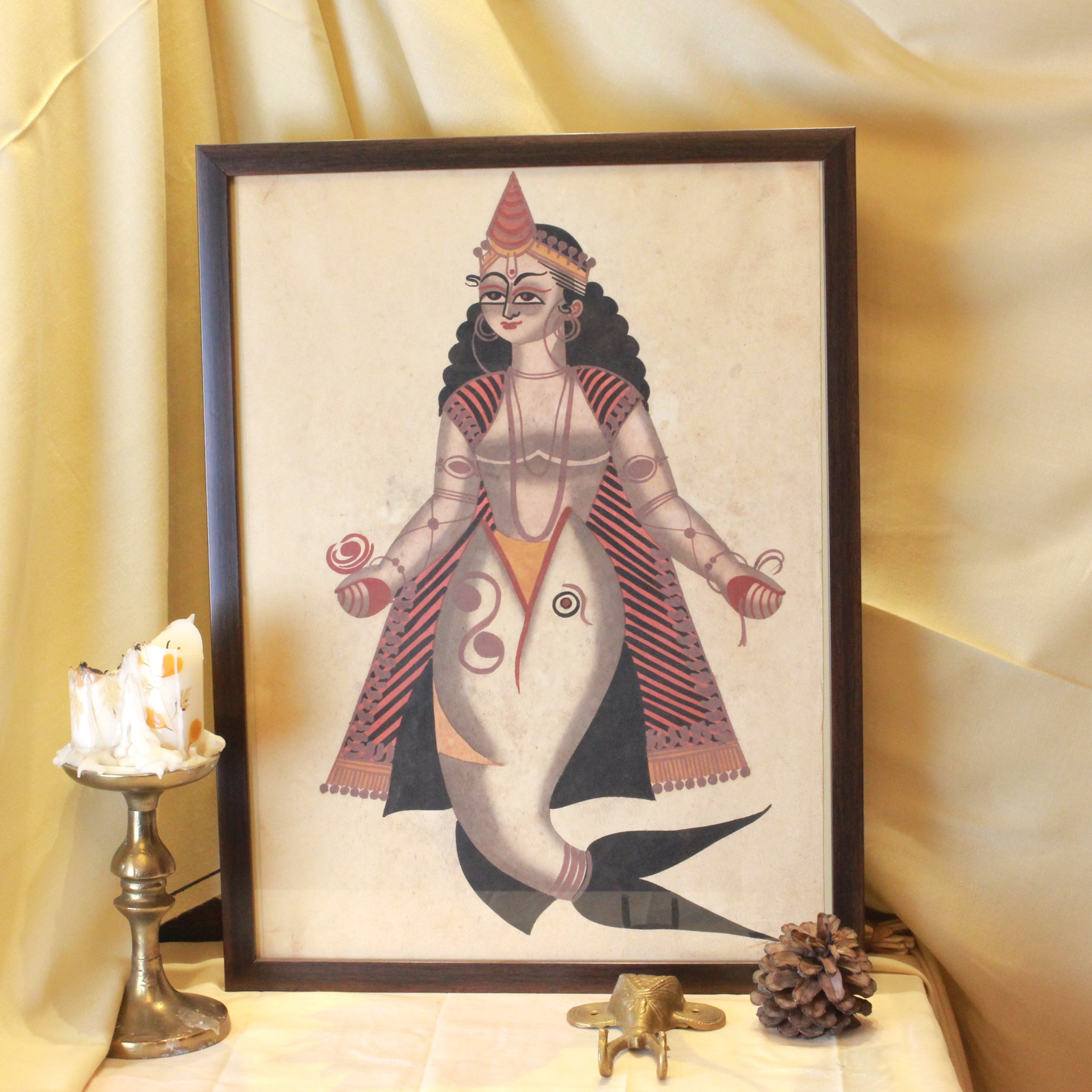 Mermaid Kalighat Painting from Kolkata