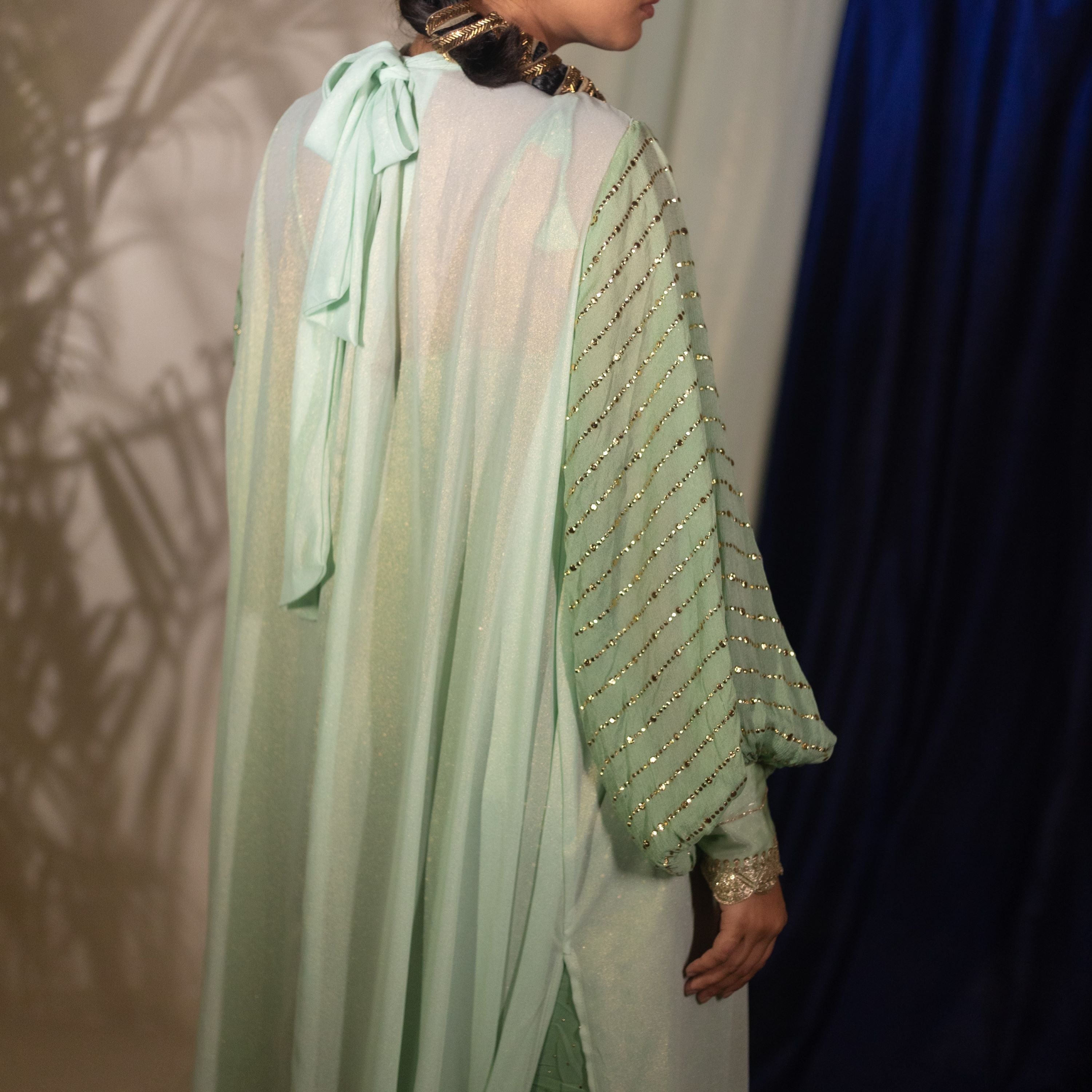 Urmi Green Bishop Sleeve Cape