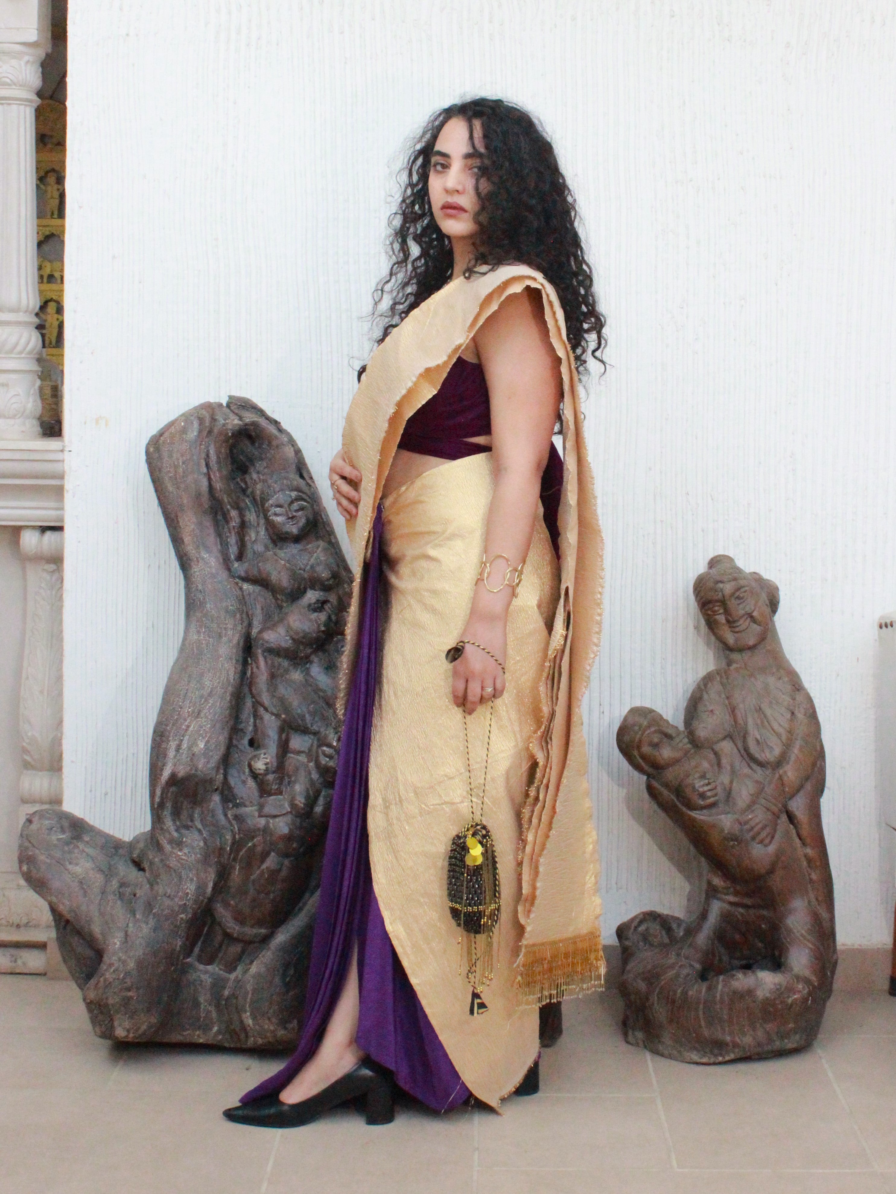 Gulaabo Saree in Purple (set of 2)