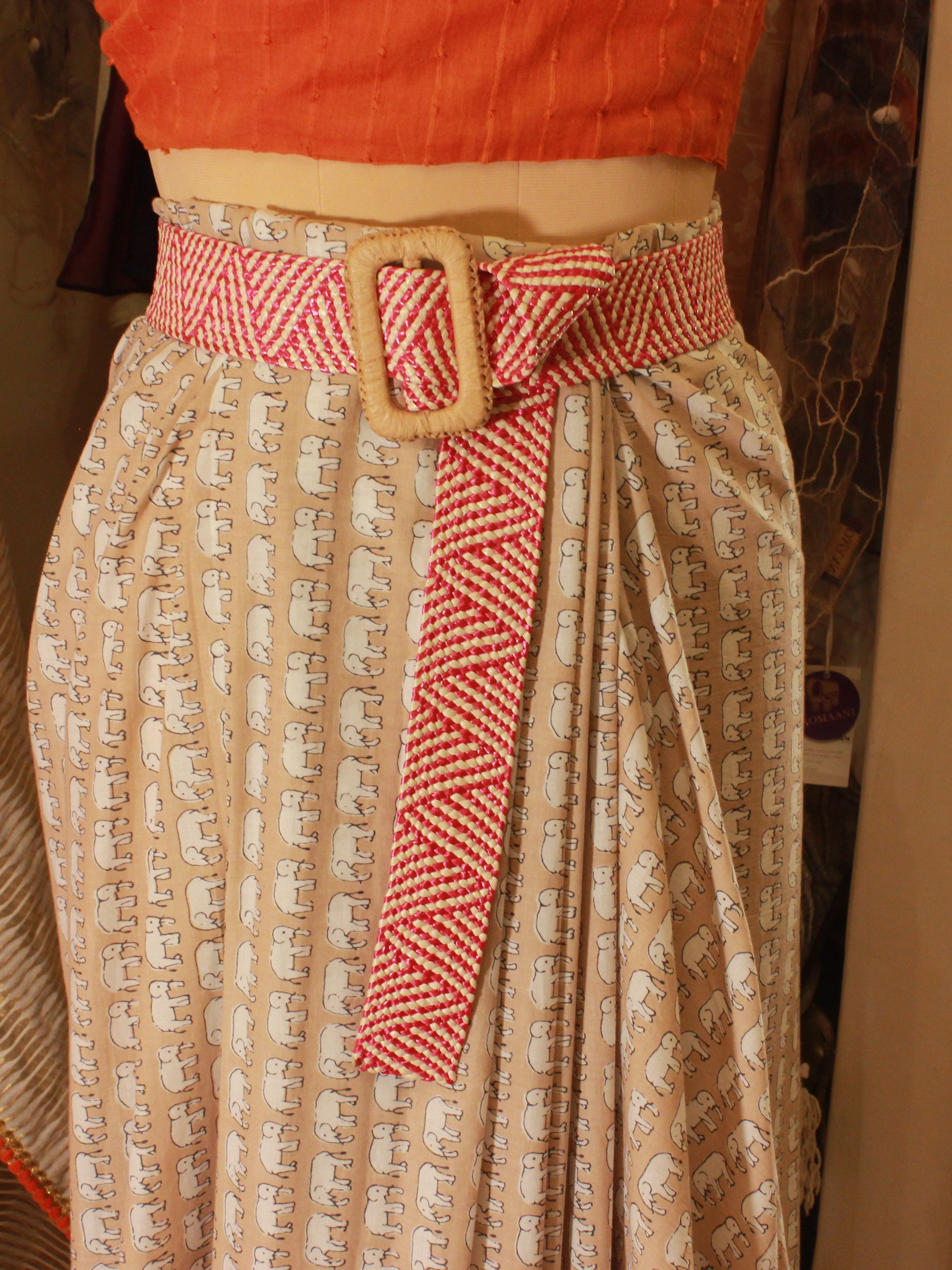 Pink & White Dune Jute Belt