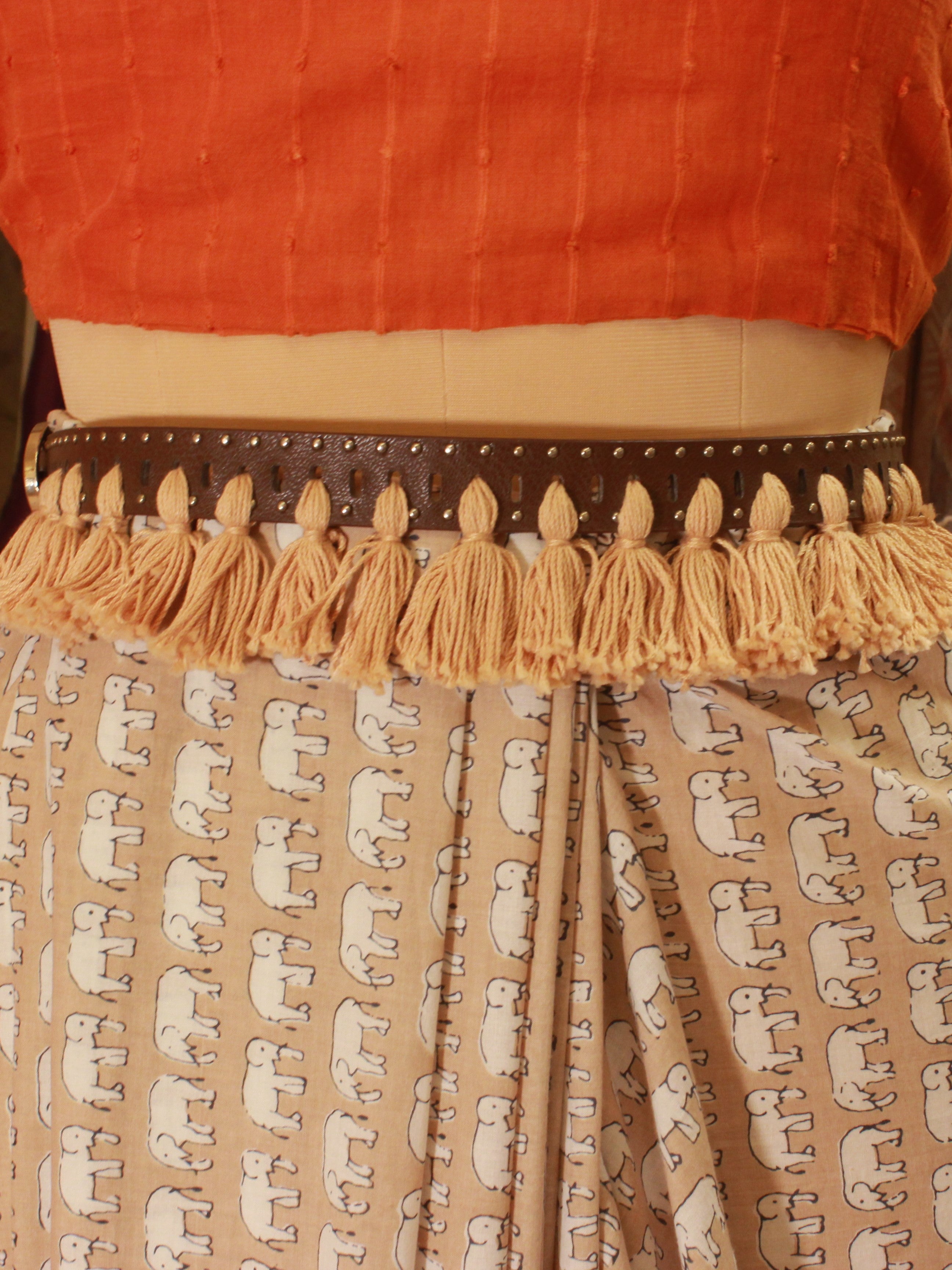 Beige Tasseled Belt