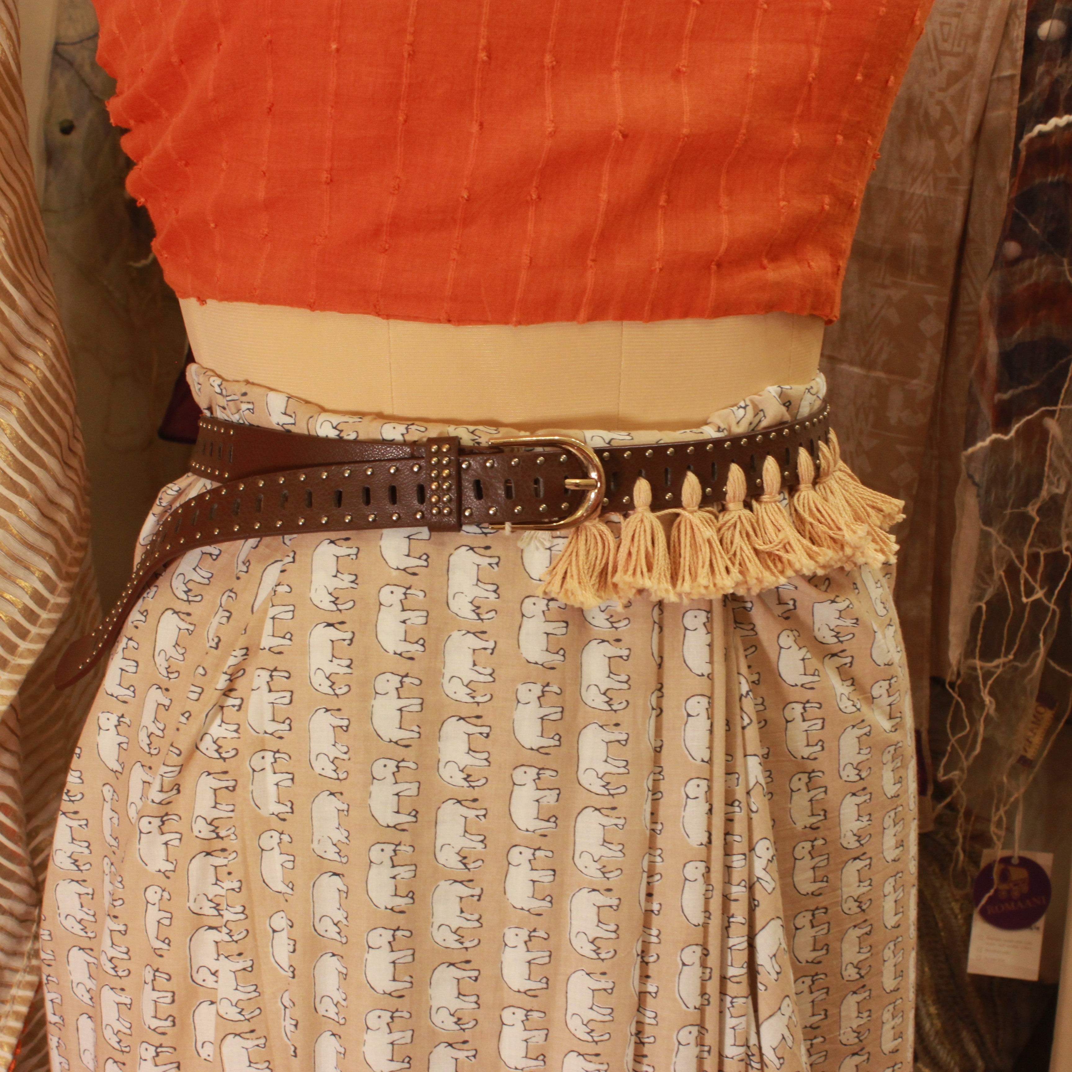 Beige Tasseled Belt