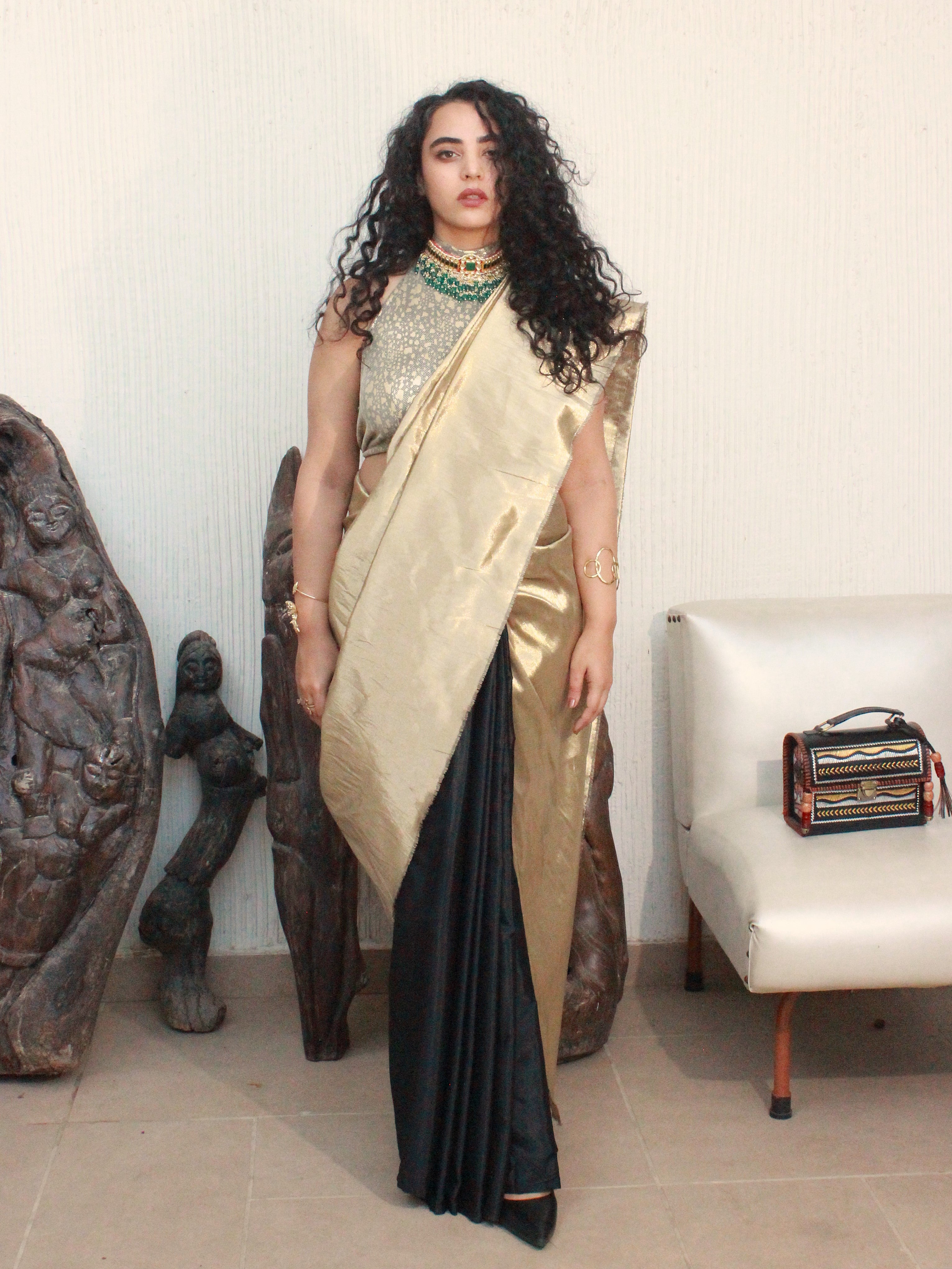 Gulaabo Saree in Black (set of 2)