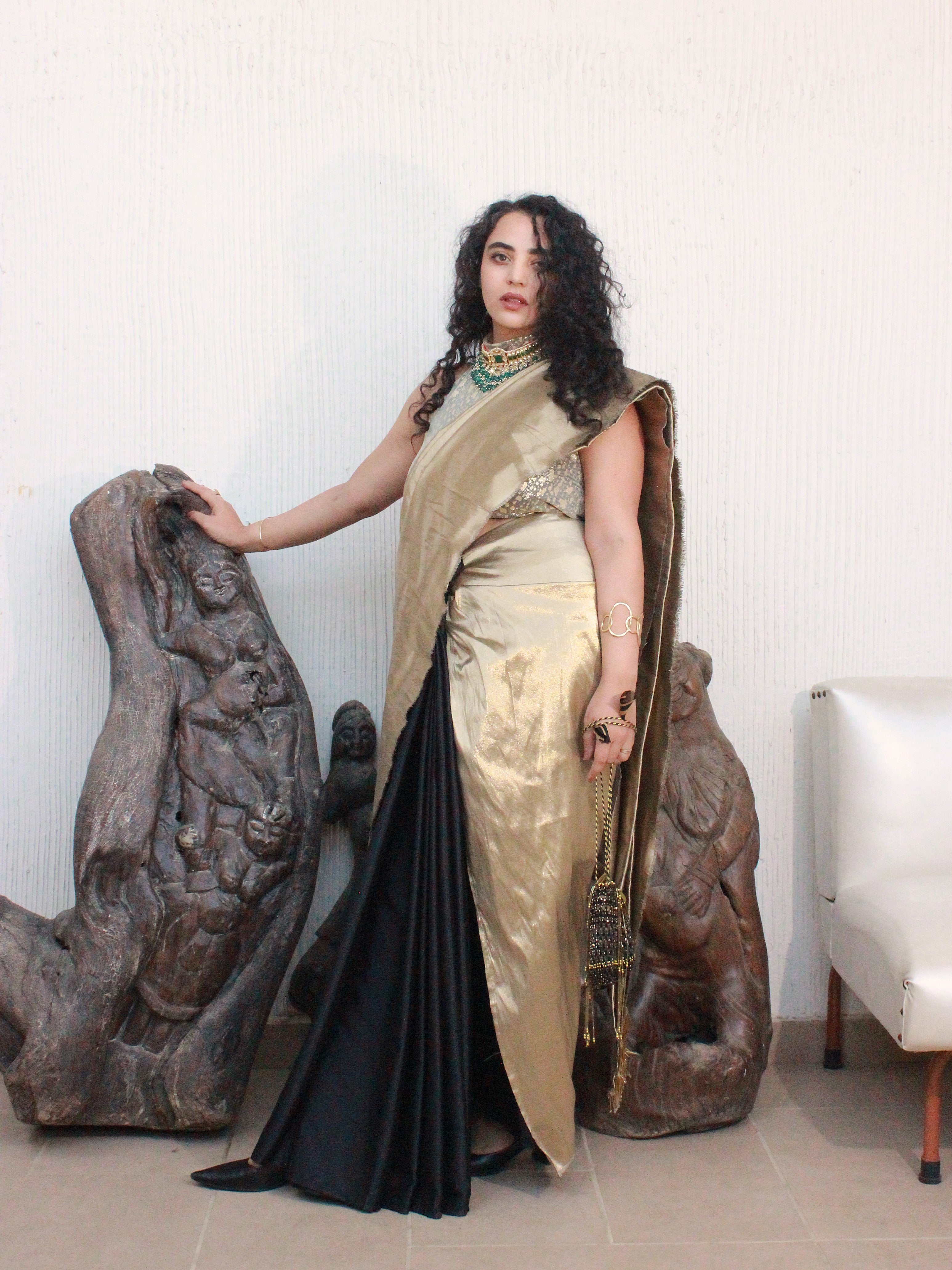 Gulaabo Saree in Black (set of 2)