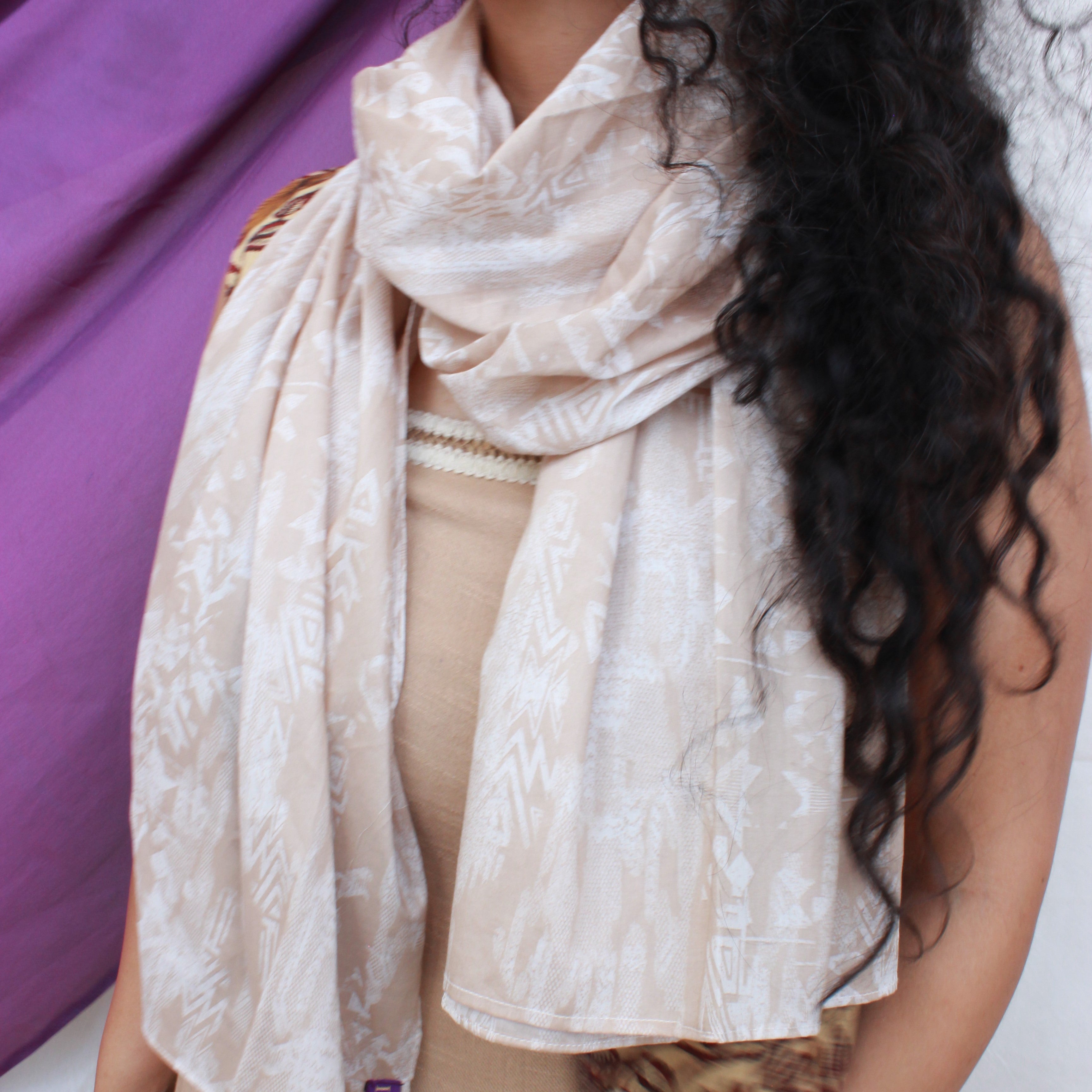 Beige Aztec print Scarf