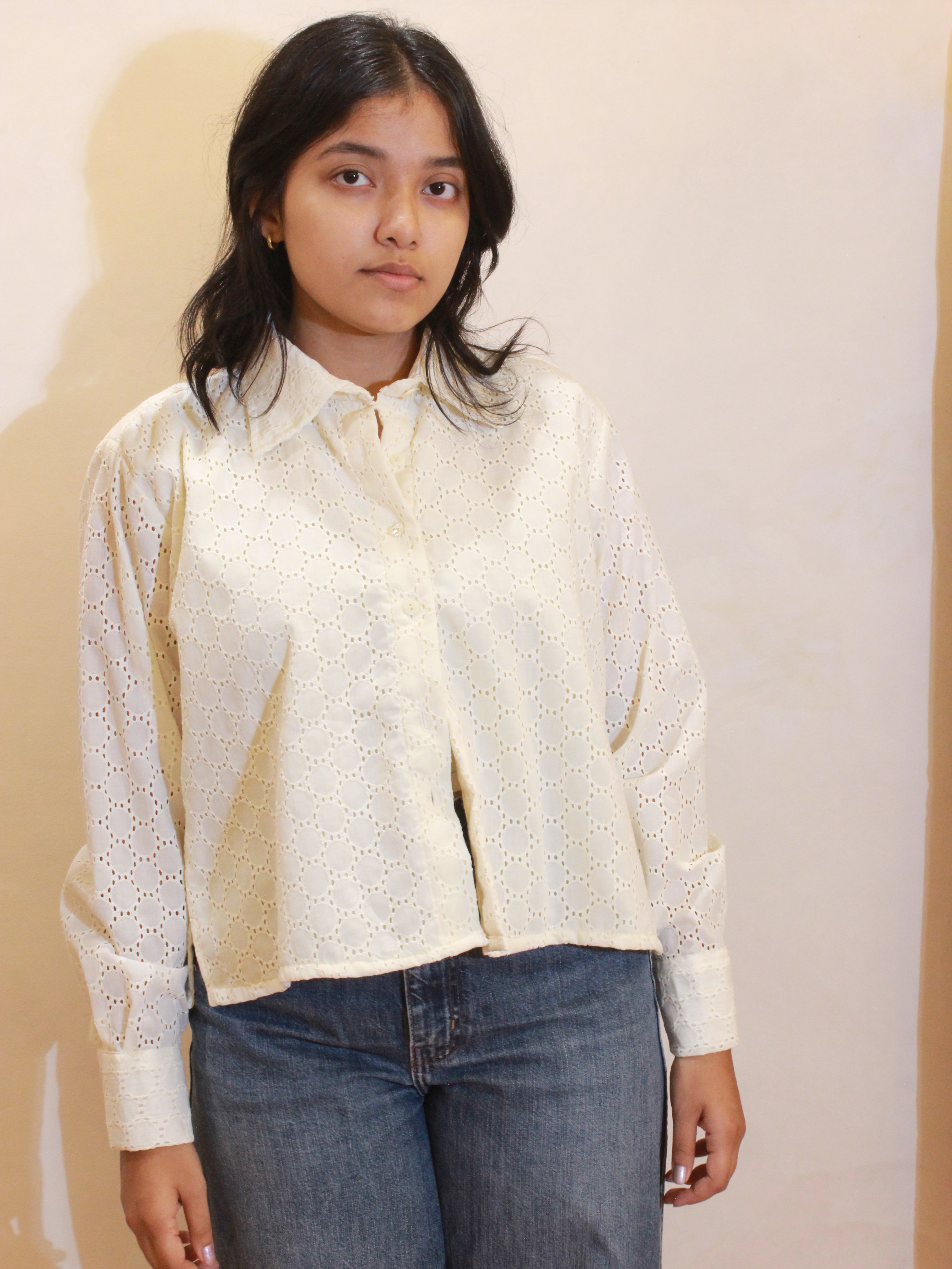 Ivory Whisper Schiffli Shirt