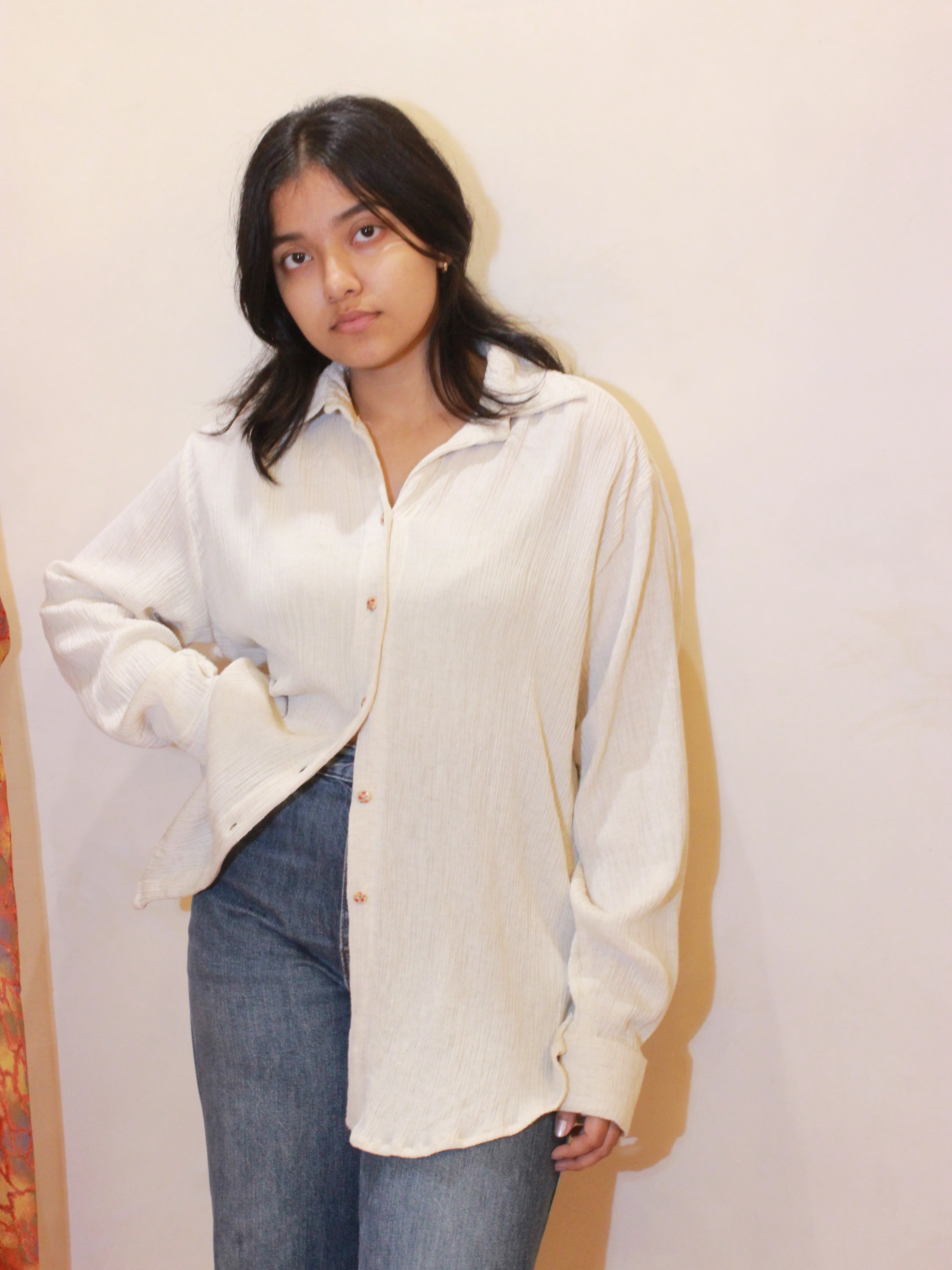 Crinkled cotton Shirt in White
