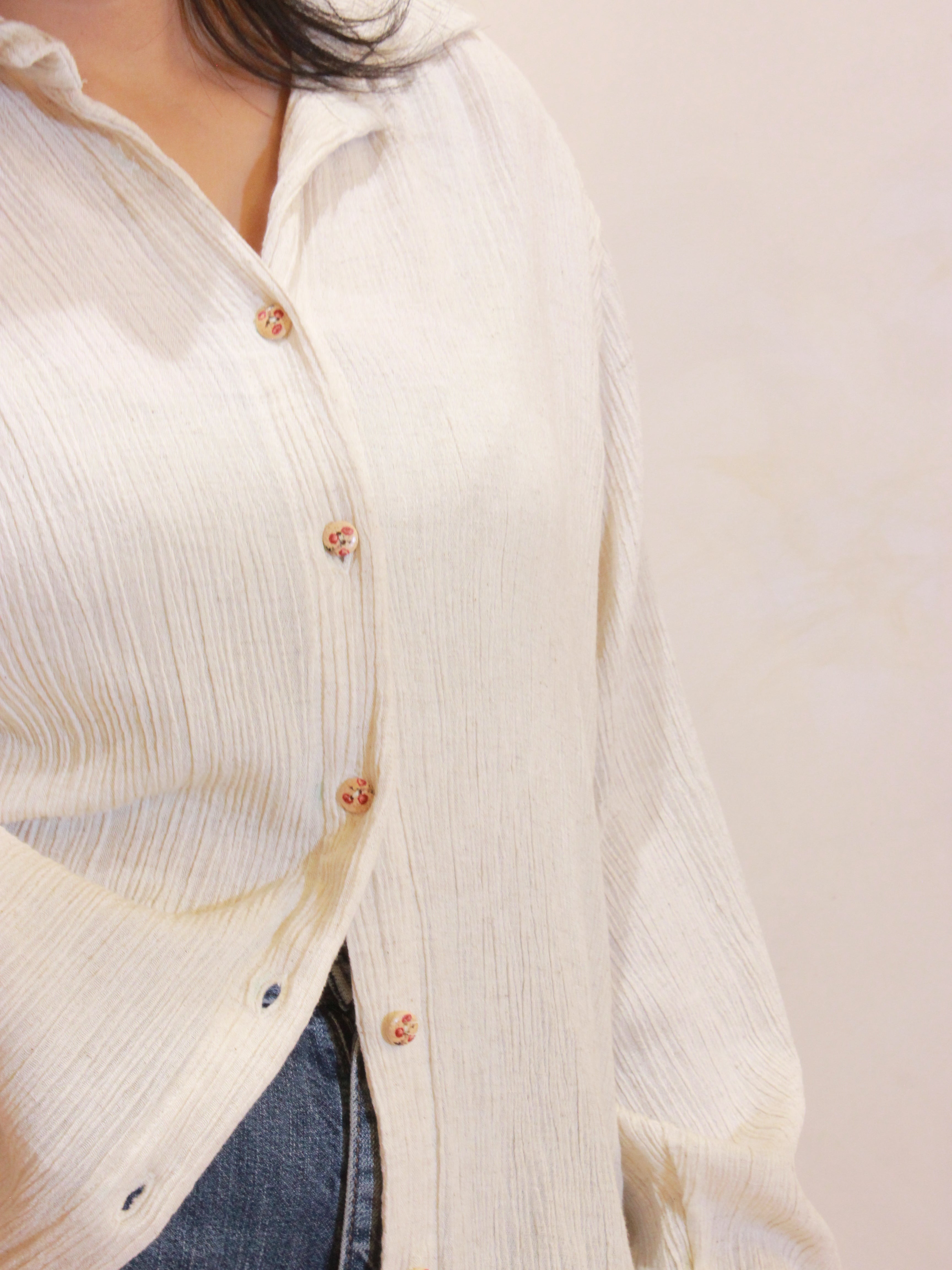 Crinkled cotton Shirt in White