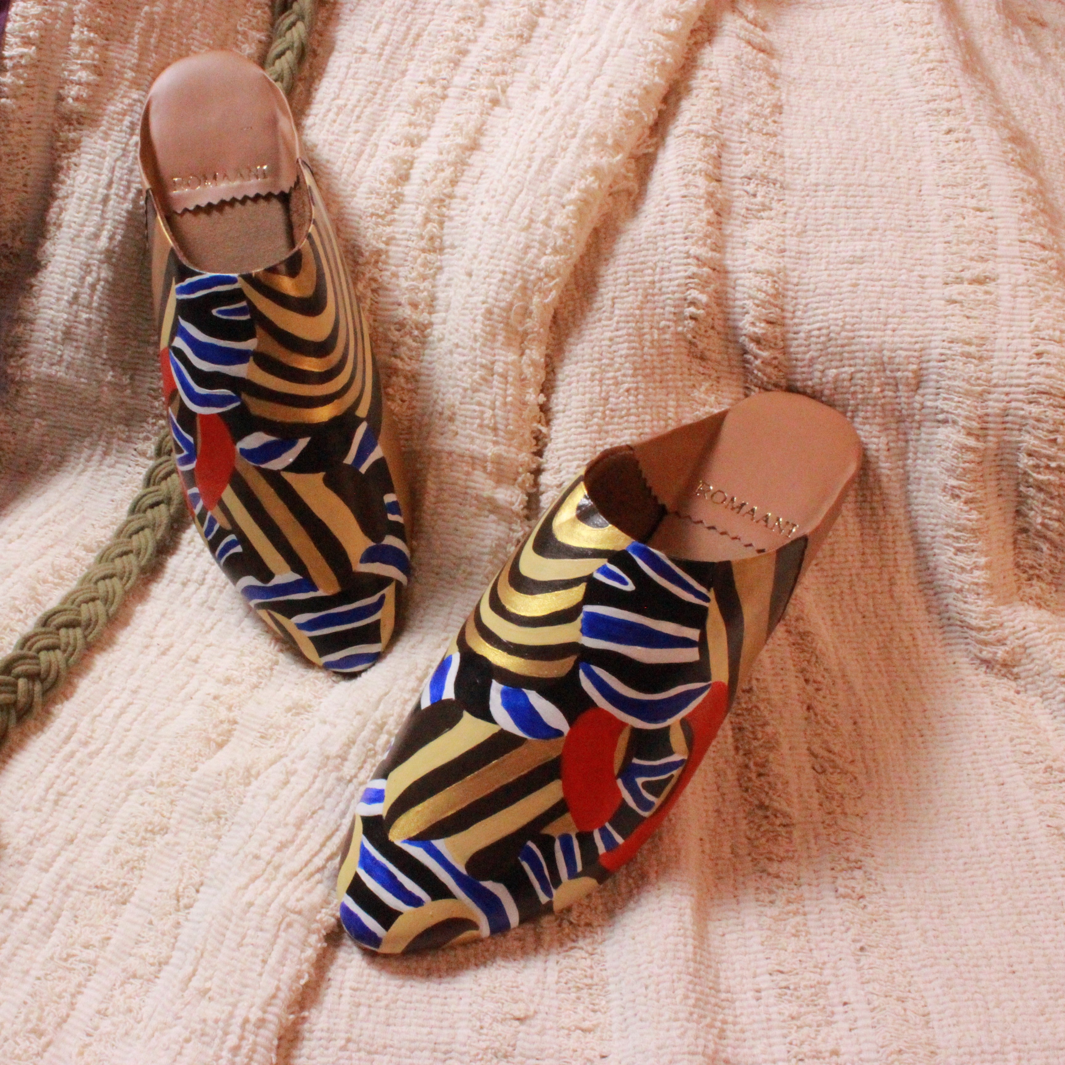 Abstract Stripes Handpainted Vegan Baboush