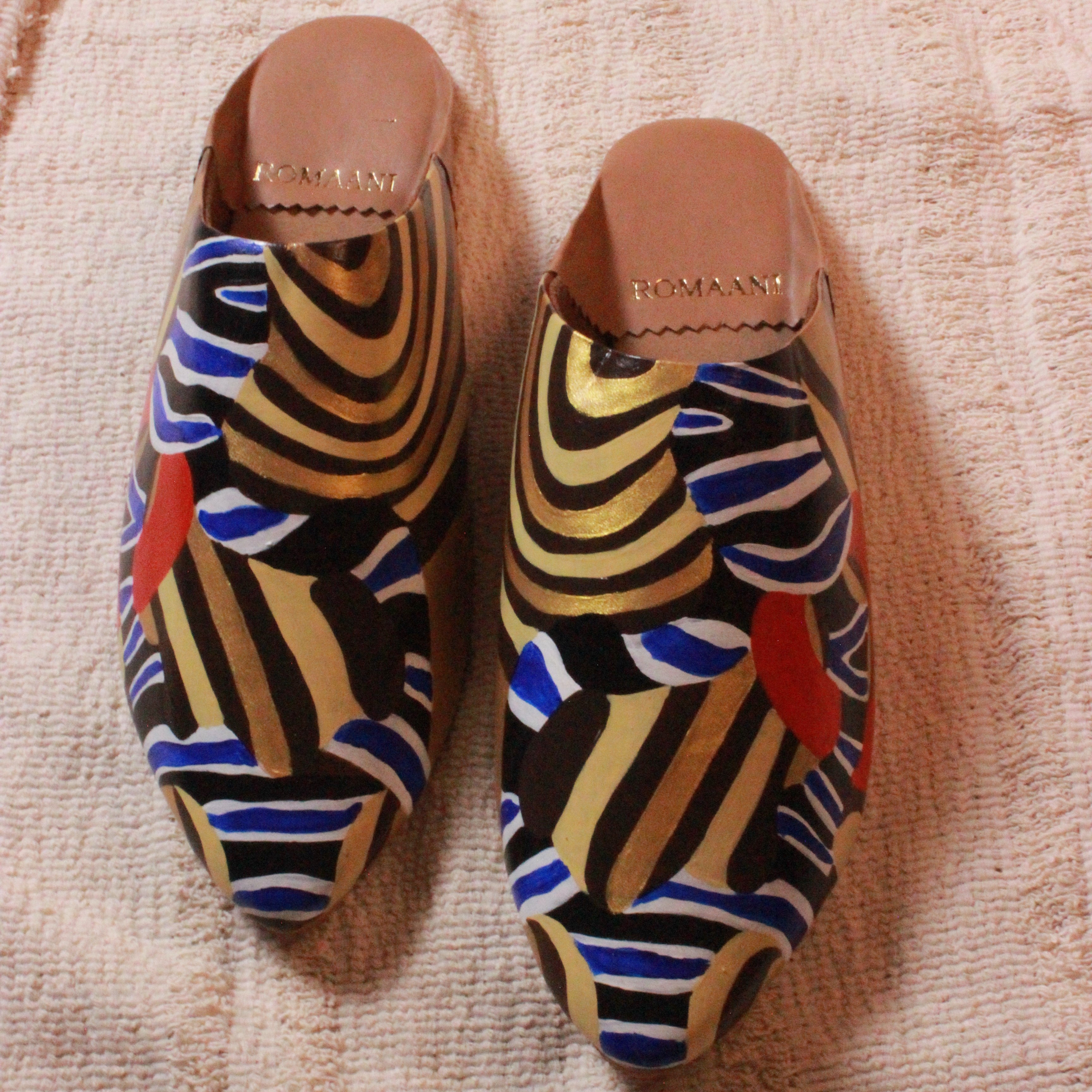 Abstract Stripes Handpainted Vegan Baboush