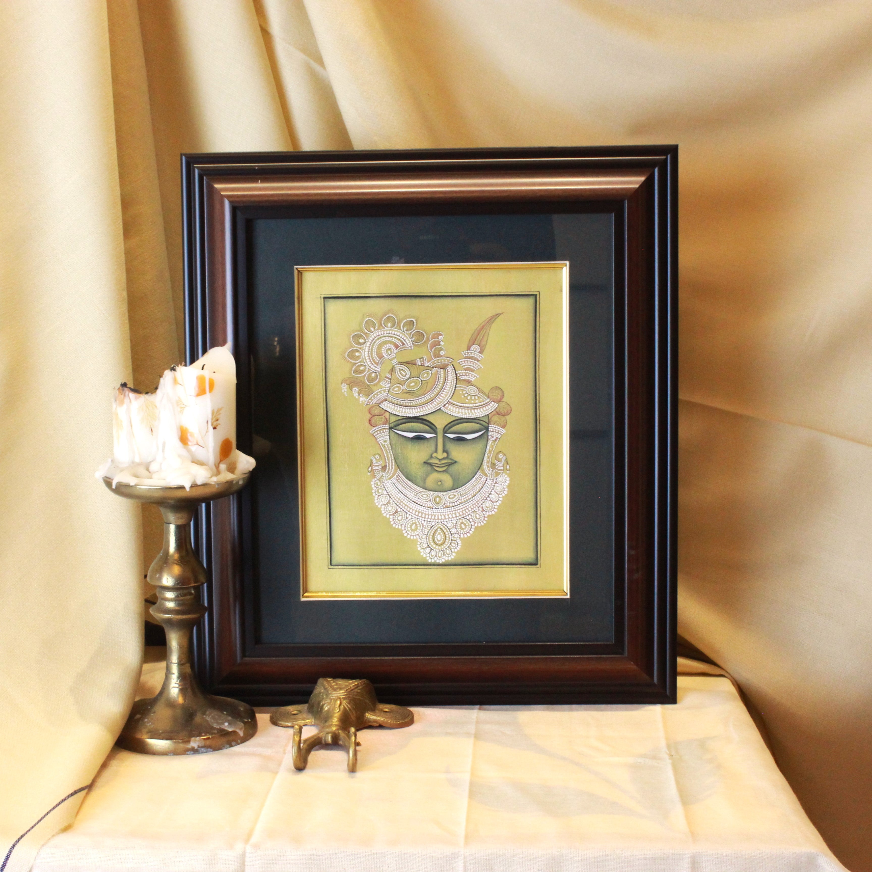 Srinath Ji embossed on golden paper painting