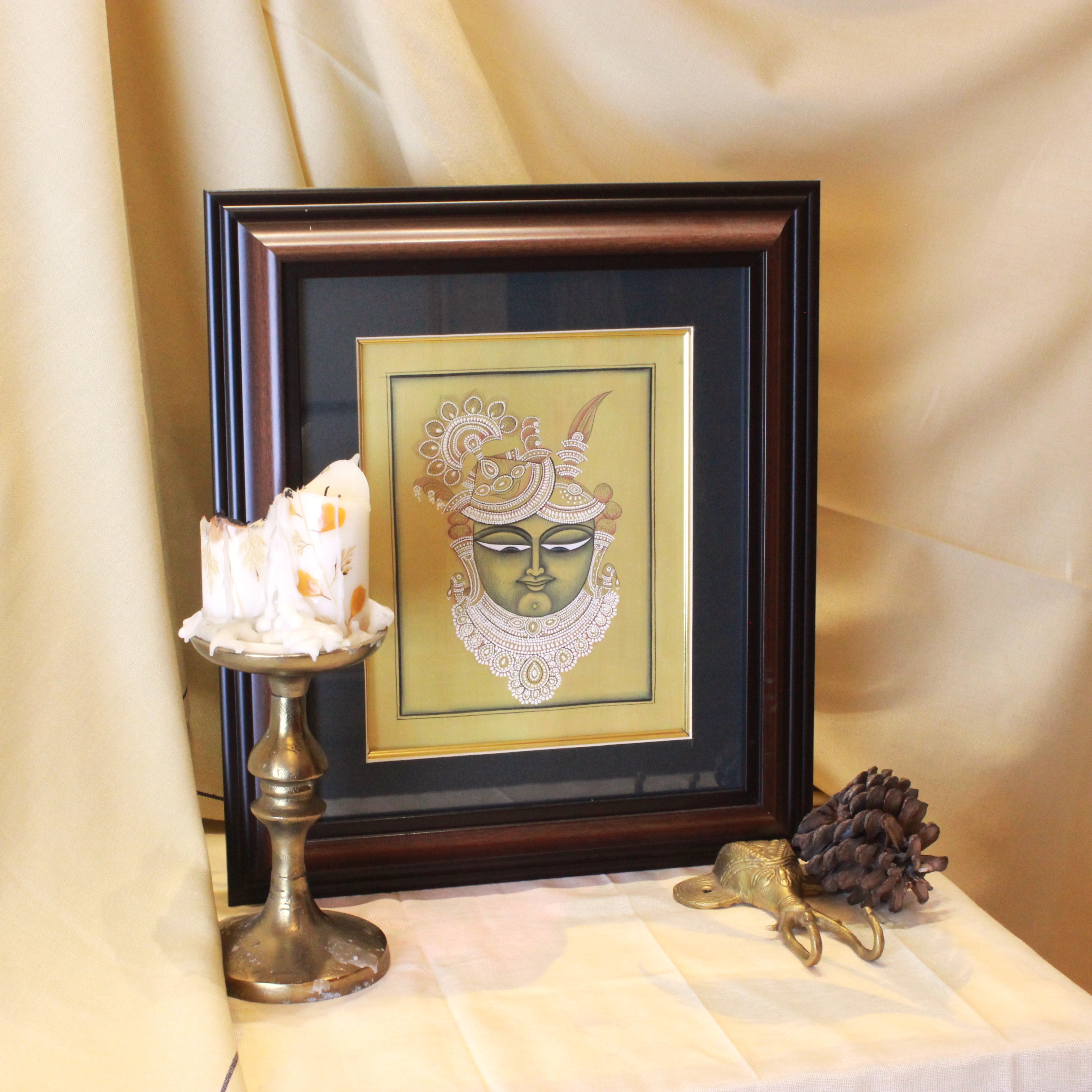 Srinath Ji embossed on golden paper painting