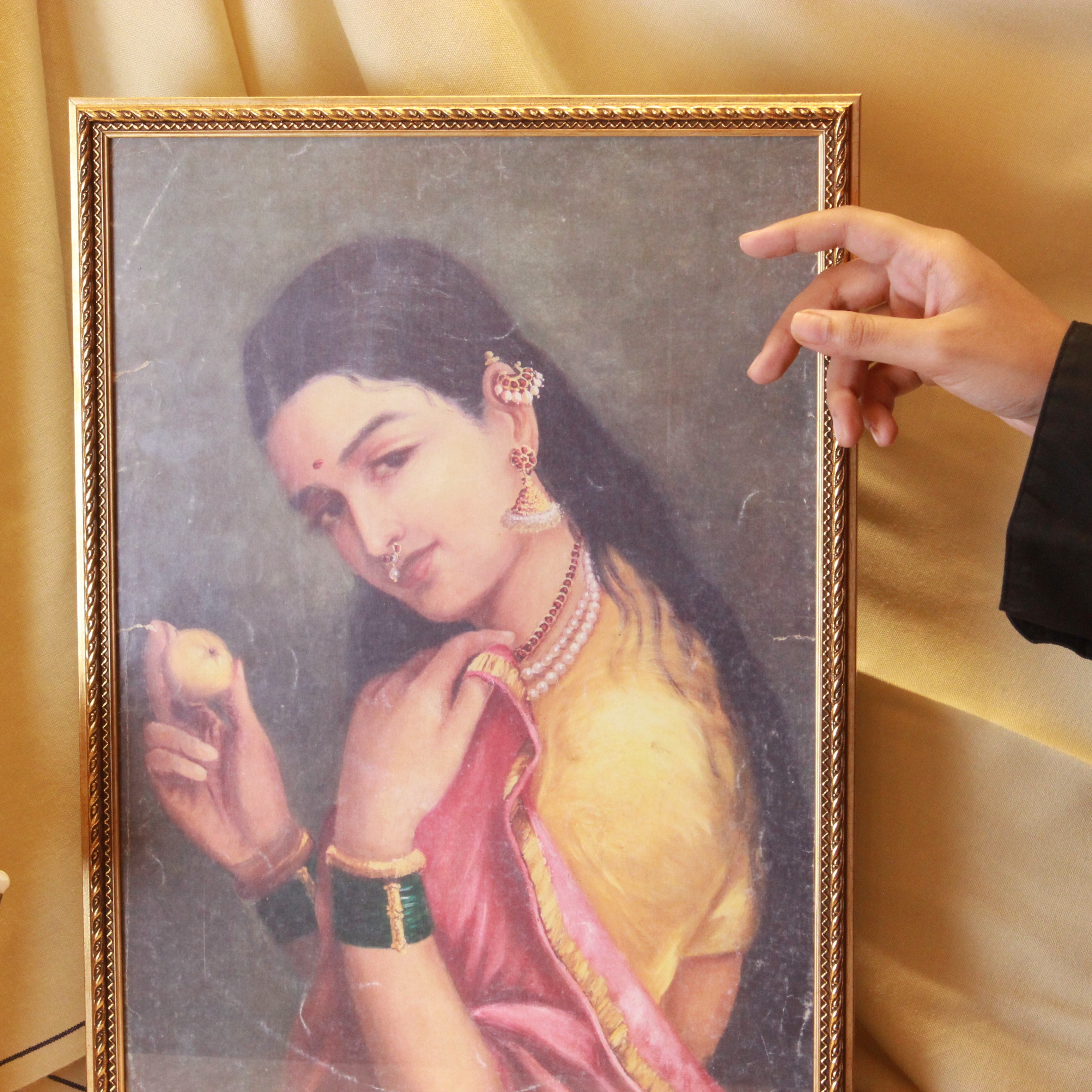 Oligarchs of Raja Ravi Verma Painting - Woman Holding a Fruit
